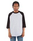 6.0 oz Raglan - Standard Sizes XL / Heather Grey and Black