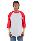 6.0 oz Raglan - Standard Sizes XL / Heather Grey and Red