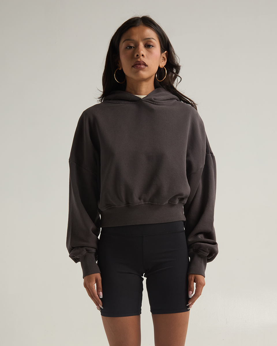 Women Garment Dye Crop Hoodie