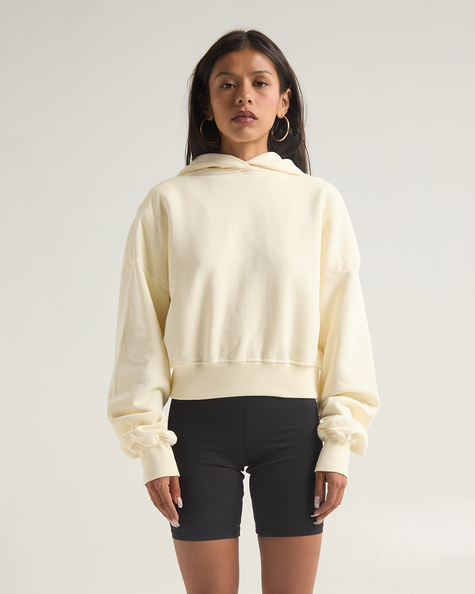 Women Garment Dye Crop Hoodie
